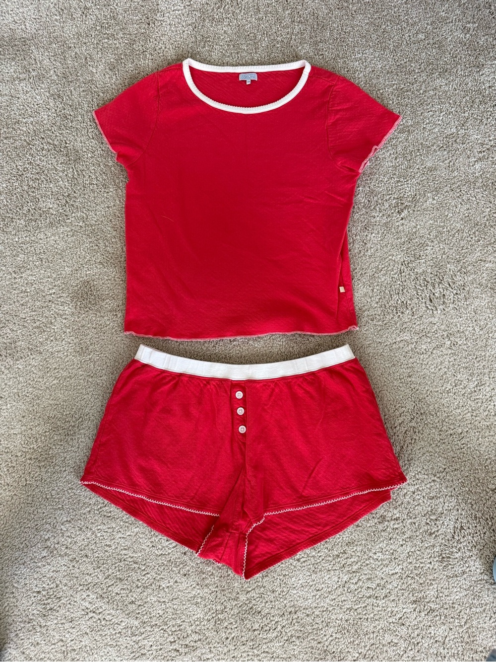 COZYLAND Red Pointelle short pajama set